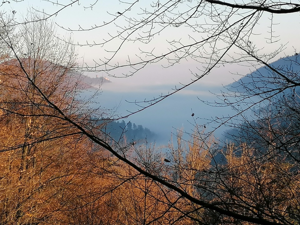 La brume dans la vallée, vue des hauteurs